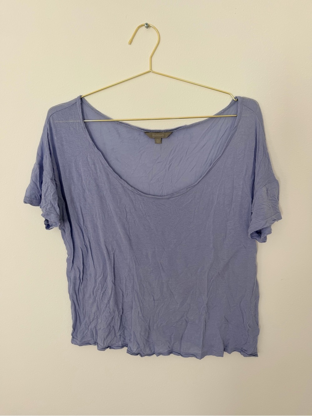 Rubbish Lavender Periwinkle Scoop Neck Short Sleeve Tee size large